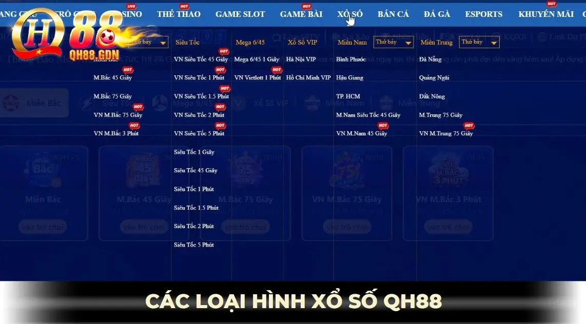 Các hình thức cá cược xổ số QH88