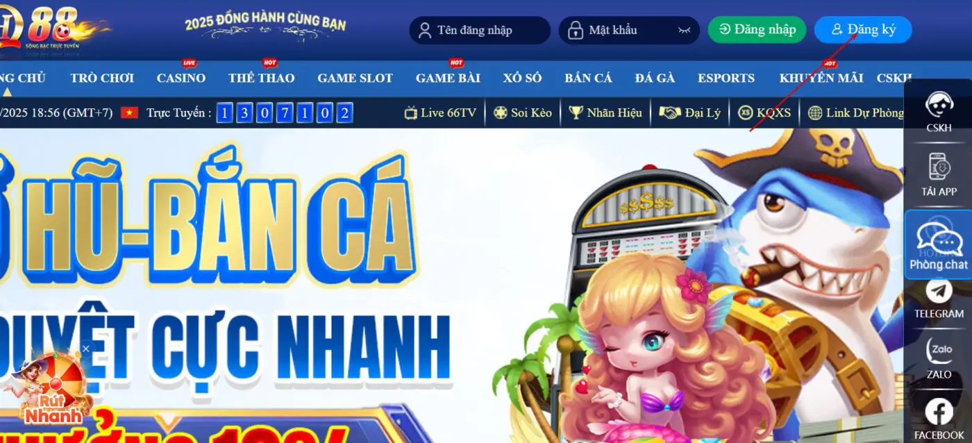 Đăng ký qh88 bước 1