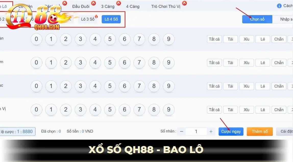 Xổ số qh88 hình thức bao lô